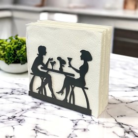 Resim Decorelax Sohbet Temalı Siyah Metal Peçetelik 