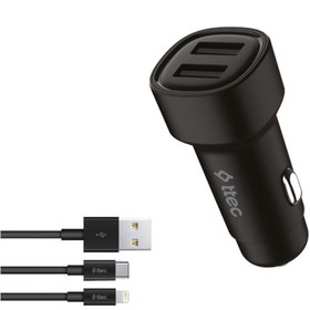 Resim Ttec SmartCharger Duo 3.1A Araç Şarj Aleti Çift USB + USB-C ve Lightning Kablo 
