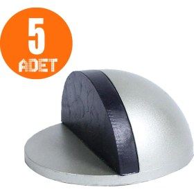 Resim Badem10 Yarımay Yapışkanlı Kapı Kolu Stoperi Tamponu Stop Metal Durdurucu Tutucu Tutacağı Gri 5 Adet 