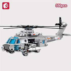 Resim Erkekler için yaratıcı askeri helikopter ve savaşçı montaj model tuğlaları içeren 550 adet uçak yapı bloğu, erkek çocuklar için tasarlanmış bulmaca oyuncakları. 