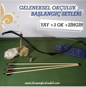 Resim Geleneksel Okçuluk Başlangıç Seti (3 Ok +Zihgir) 