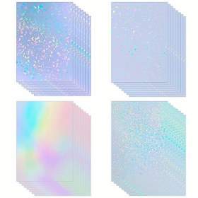 Resim 20 Yaprak Soğuk Laminasyon Filmi Holografik Sticker Kağıdı Şeffaf Vinil Kendinden Yapışkanlı Su Geçirmez Gökkuşağı Şeffaf Kaplama Filmi A4 Boyutu Holografik Kaplama 4 Farklı Stil Karışık - Yazdırılamaz, Scrapbooking Malzemeleri,El Sanatları Malzemeleri,Holografik Tasarım,Karışık Stiller,Yüksek 