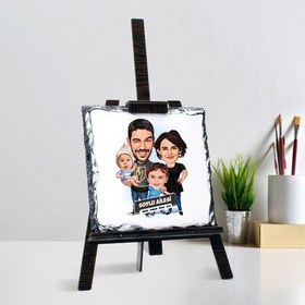 Resim 2 Çocuklu Mükemmel Aile Karikatürlü Şövalye Ayaklı Taş 