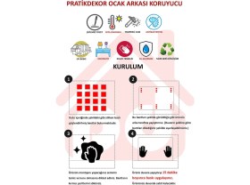 Resim Olinpa Ocak Arkası Cam Koruyucu Tezgah Ankastre Arkası Koruyucu 76X50 cm | 