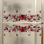 Resim 2 Adet CT8705-KL Çağdaş Gül Çiçekli Asma Kelebek Pencere Yapışkanları, Her Biri 15x60cm, Kendinden Yapışkanlı PVC Cam Çıkartmaları, Duş Kapıları ve Aynalar için Çift Taraflı Dekor 