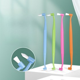 Resim Kedi Diş Fırçası, Çift Taraflı Kedi Diş Fırçası, Mikro Fırça Başlığı ile, Kaymaz Kavisli Sap, Kedi Diş Fırçası, Çift Başlı Tek Paket Başlı Evcil Hayvan Diş Fırçası, Küçük Nokta Düz Başlı Evcil Hayvan Diş Fırçası, Tüm Evcil Kedi Irkları İçin Uygun 