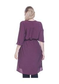 Resim Myline Düğmeli Beli Kuşaklı Tunik-bordo Bordo 