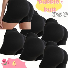 Resim 6 Parça Kadınlar İçin Yüksek Bel Karın Kontrollü Pilates Şortu - Kalça Toplayıcı, Nefes Alabilir & Hızlı Kuruyan Antrenman Şortu, 6 Adet Kayış Tasarımı ve Spor Salonunda Koşuda Fitness için -Kayma Özelliği – Siyah, Aktif Giysiler Alt Pantolonlar, Koşu Ekipmanı, İnce Dokulu, Hafif Yapılı, Gym Severler 