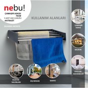 Resim NEBU 70 Cm Medium Antrasit Iç Ve Dış Mekan Duvara Monte Dekoratif Çamaşır Kurutma Askısı 