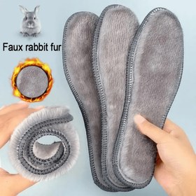 Resim Erkek ve Kadınlar için Termal Kalınlaştırılmış Isıtmalı İç Tabanlık, Kış Ayakkabıları ve Kar Botları için Nefes Alabilir Tavşan İmitasyonlu Tabanlıklar 