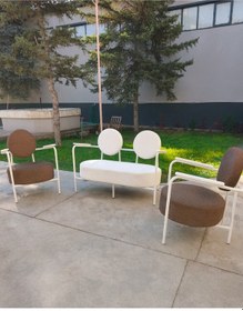 Resim Azra Mobilya Venüs Koltuk Takımı Beyaz İskelet Modern Koltuk Seti Ofis Ve Ev Kullanımı Soft Kumaş Kahverengi 