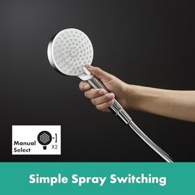 Resim hansgrohe Crometta - Duş Başlığı, 2 Püskürtme Türlü El Duşu (Çap 100 mm), Kireç Önleyici Fonksiyonlu Duş Başlığı, Beyaz/Krom 