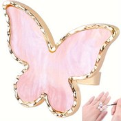 Resim Zarif Pembe Kelebek Şeklinde Sanat Karıştırma Paleti Altın Kenarlı - Dayanıklı ABS Reçine, Beyaz - Boyama ve Sanat Eserlerini Sergilemek İçin Mükemmel, Kelebek Dekoru 