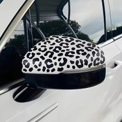 Resim Arabalar için şık leopar desenli su geçirmez vinil decal - Arka görüş ayna ve pencereleri için dayanıklı etiketler, çeşitli yüzeylere kolayca uygulanabilir, mükemmel 