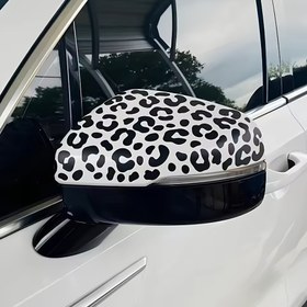 Resim Arabalar için şık leopar desenli su geçirmez vinil decal - Arka görüş ayna ve pencereleri için dayanıklı etiketler, çeşitli yüzeylere kolayca uygulanabilir, mükemmel 