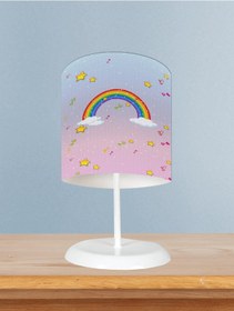 Resim Mekta Home Bebek Ve Çocuk Odası Seksek Ve Gökkuşağı Desenli Abajur 