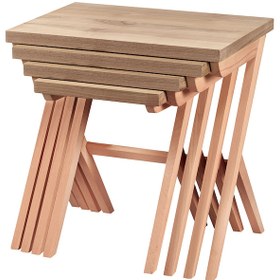 Resim Çapraz X 4'Lü Ceviz Kaplamalı Zigon Sehpa (519001911) 
