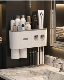 Resim Zenvia Çift Dispenserli Diş Macunu Sıkacağı 6 Fırçalık Bardaklı Banyo Organizer Znv2026 Çok Renkli 