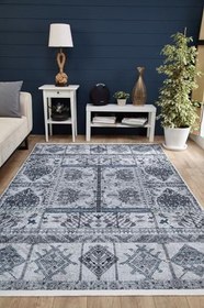 Resim Alkoven Gri Modern Pamuk Makine Halısı 100x400 