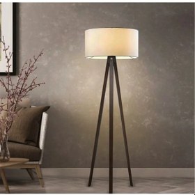 Resim Mdf Lambader Yuvarlak Krem Kumaş Başlık Tripod Ayak Ly502 