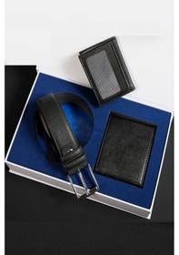 Resim Gc Terlik 515 Erkek Cüzdan Kemer Kartlık Set-siyah Siyah 