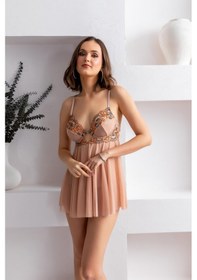 Resim Transparan Babydoll Ve String Takım Cappucino Brf31932 Cappucino 