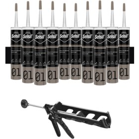 Resim Selsil Ga Silikon 280 Gr. Siyah 10 Adet , Plastik Tabanca Siyah 