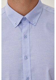 Resim Ac&Co / Altınyıldız Classics Erkek Acık Mavı Ütü Gerektirmeyen Taılored Slim Fit Dar Kesim Düğmeli Yaka %100 Pamuk Gömlek Acık Mavı Açık Mavi 
