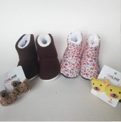 Resim moy baby 2 Li Panduf Çiçekli Ve Kahve Renk(PELUŞ TOKA HEDİYELİ) 