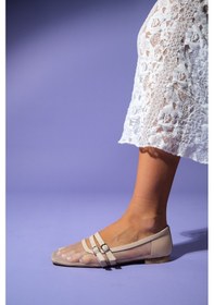 Resim Luvishoes Luvi Shoes Moana Bej Fileli Kadın Babet Ayakkabı Bej 