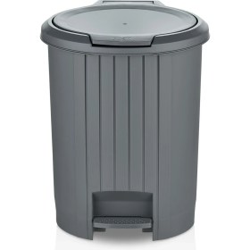 Resim Gri Özel Kalite Bas Aç Mekanizmalı Banyo ve Mutfak Pedallı Çöp Kovası - Gri Tr Mutfak 27 x 27 12 L 