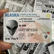 Resim Uzaylı UFO Operatörü Lisansı Şaka Kartı - Orijinal PVC Maskeli Balosu Parti Aksesuarı, Cadılar Bayramı, Doğum Günü veya Temalı Etkinlikler için Şaka Hediyesi, Temalı Etkinlik Aksesuarı | Gelecekteki Tema | Canlı Renkler, Uzay Partisi Süslemeleri 
