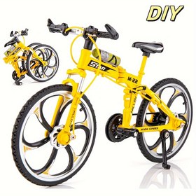 Resim DIY Metal Parmak Bisikletleri - Siyah Tutma Sapları ve Tekerlekleriyle Sarı Alaşım Dağ Bisikleti Modeli, Ev Dekoru için Manuel İşletim Masaüstü Ekranı, Bisiklet Dekoru, Oynayıcı Tasarım, Dayanıklı İnşaat, Bisiklet Süsleri, Oynayıcı Tasarım, Dayanıklı İnşaat, Bisiklet Tutkunları 