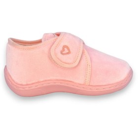 Resim First Step Pembe Kalp Nakışlı Kız Çocuk Cırt Cırtlı Panduf-F-729 