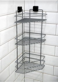 Resim Ömür Boyu Paslanmaz Yapışkanlı Banyo Köşeliği 3 Katlı Gri Çok Renkli 