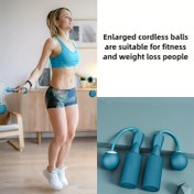 Resim 1 adet Çift Modlu Akıllı Sayım Atlama İpi - Kablosuz Çelik Tel, PVC Sap, Fitness ve Eğitim için Ayarlanabilir, Mavi, Atlama İpi Egzersizi 