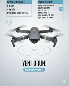 Resim E58 Kameralı Fly More Combo Drone Otomatik Kalkış Iniş Sabit Durma Özellikli 