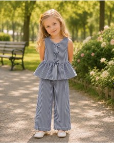 Resim My Kids Wear Kız Çocuk Bella Fiyonk Detaylı Alt Üst Takım 12799 Lacivert 