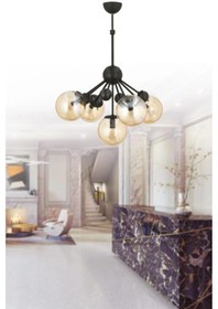 Resim İstanbul Avize Larin 5'li Siyah Bal Glop Camlı Avize 