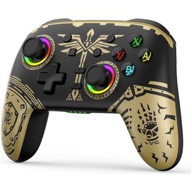 Resim Nintendo Switch / Switch Pro İçin Kablosuz Bluetooth Somatosensoriyel Titreşim Gamepad, Renk: Siyah Altın 