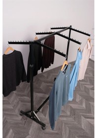 Resim Tek Katlı Çift Taraflı 6 Bastonlu Siyah Askılık Renkli 