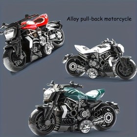 Resim 1 adet Eğlenceli büyük karın motosiklet oyuncak araba, simülasyon motosiklet modeli dekorasyonu, havalı modelleme, alaşım geri çekmeli motosiklet oyuncağı, esnek ön motosiklet oyuncağı, retro motosiklet modeli pasta süsü 