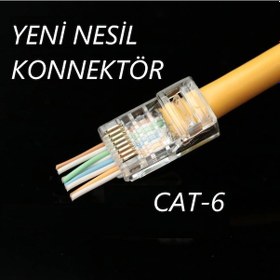 Resim Wınet-Cat6-Rj45 Rj45 Cat6 Yeni Nesil Jack Konnektör Plastik 100 A 