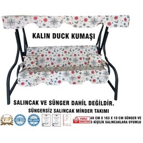 Resim Lüks Duck Vip Salıncak Minder Seti 3 Kişilik Süngersiz Tenteli Çok Renkli 