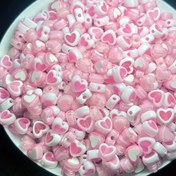 Resim 100 adet 8mm Pembe Şeftali Kalp Şeklinde Akrilik Boncuklar DIY Takı Yapımı, Çift Bilezik ve Kolye, Sevgililer Günü El Sanatları Malzemeleri, Küçük İşletme Malzemeleri, El İşleri 