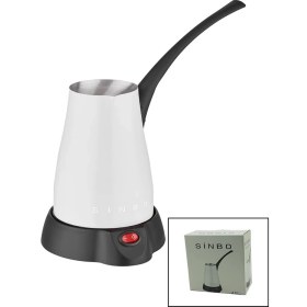 Resim K-yonlineticaret Beyaz Elektirkli Cezve Türk Kahve Makinesi 5 Fincan - 400ML Hazne Paslanmaz Çelik 360 Derece Dönebil 