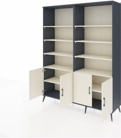 Resim Hyperion Gardrop 10 Raflı 4 Kapaklı 176x44x221 Antrasit-aytaşı Aytaşı 