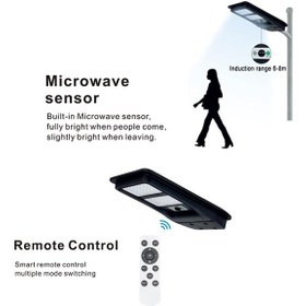 Resim Güneş Enerjili Profesyonel Sokak Aydınlatması Uzaktan Kumandalı Sensörlü Led Projektör Ip65 200w 