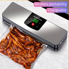 Resim USB Şarj Edilebilir Vakum Sızdırmazlık Makinesi Otomatik Gıda Koruma, LED Ekran ve Dijital Zamanlayıcı ile - Islak/Kuru Modlar, Taşınabilir Şarj Göstergesi ile, Kamp, Seyahat, Ev Mutfak için - USB Güçlü Cihazlarla Uyumlu (Akıllı Telefonlar/Tabletler/Dizüstü Bilgisayarlar) - Taze Tutma ve Alan Tasarrufu Depolama için İdeal, Seyahat Gereksinimleri, Şık Tasarım, Verimli Sızdırmazlık, Akıllı Cihaz, Sıkı Seyahatçiler 