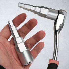 Resim 1 adet Premium Metal Anahtar, İç Daire Sürücü ve Kare Adım Vana ile - Dayanıklı Kombine Sınıf Çelik, Su Çıkarma ve Bileşenleri Ayrma için İdeal, Sekizgen Bağlantı, Tesisat ve Mekanik Görevler için Mükemmel 